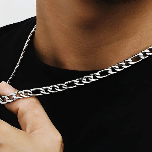 Hip Hop Stainless Steel Figaro Necklace 3/4/5/6mm Width