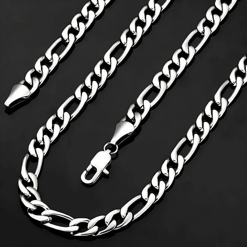 Hip Hop Stainless Steel Figaro Necklace 3/4/5/6mm Width