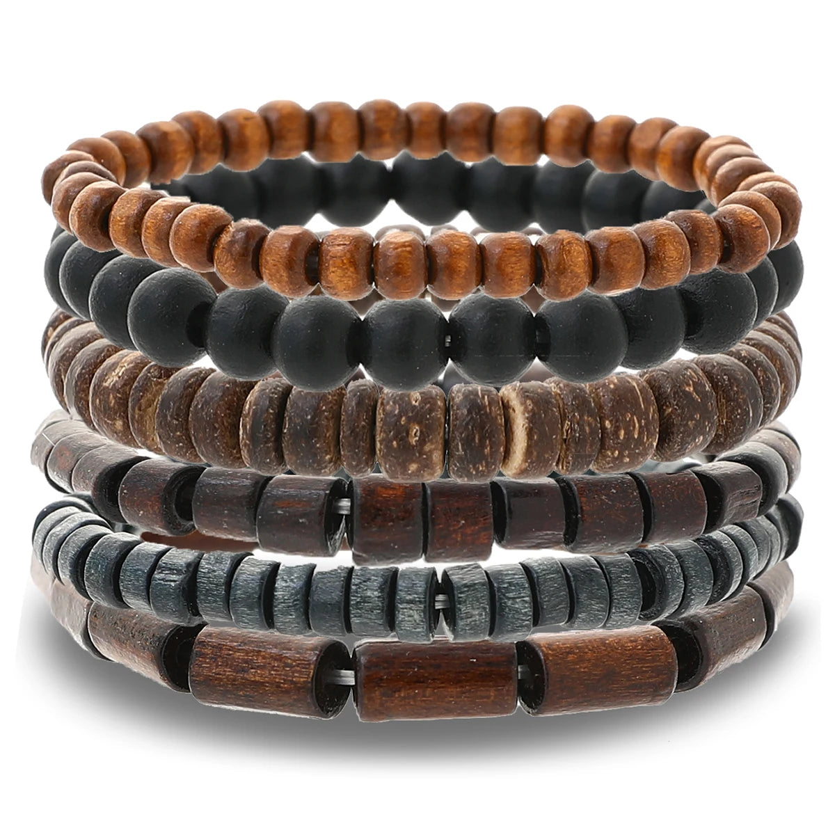 6Pcs New Retro Wooden bracelets for men