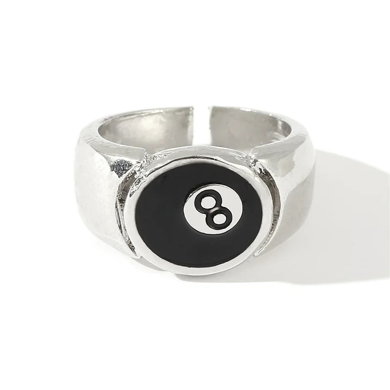 Number 8 Black Pool Billiard Ball Ring