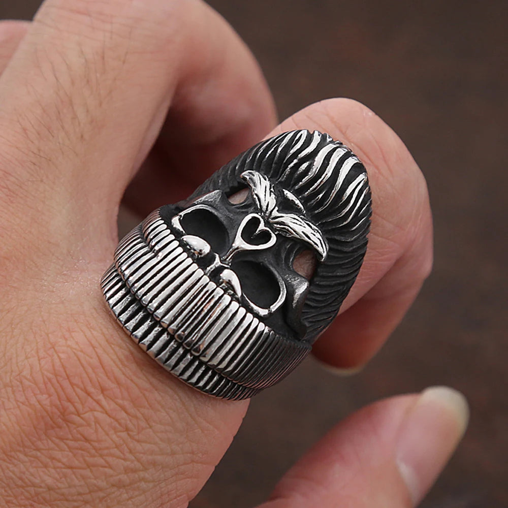 Stainless steel skull ring for men