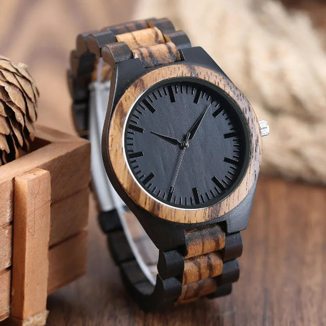 Wooden quartz watch