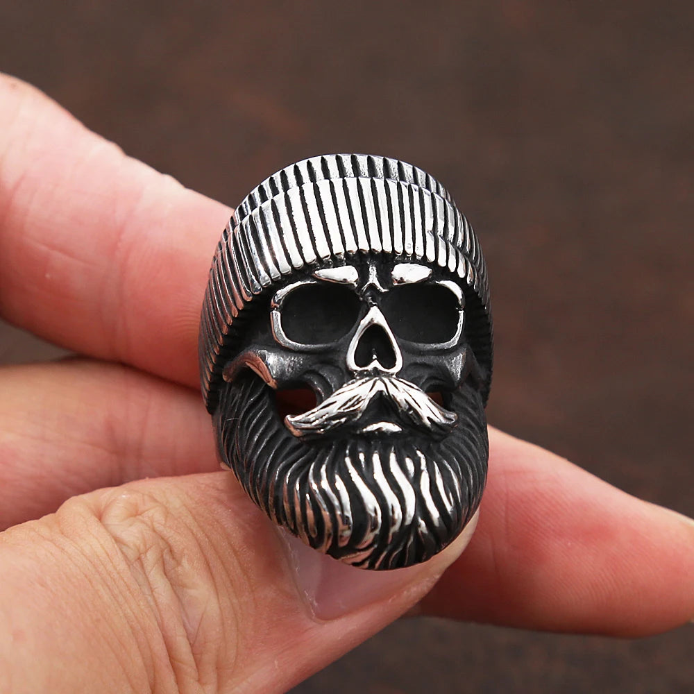 Stainless steel skull ring for men