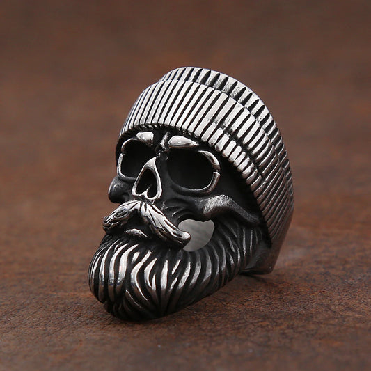 Stainless steel skull ring for men