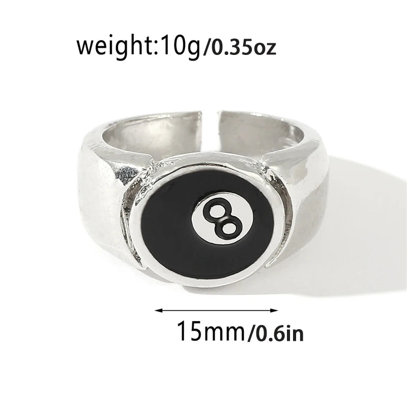 Number 8 Black Pool Billiard Ball Ring